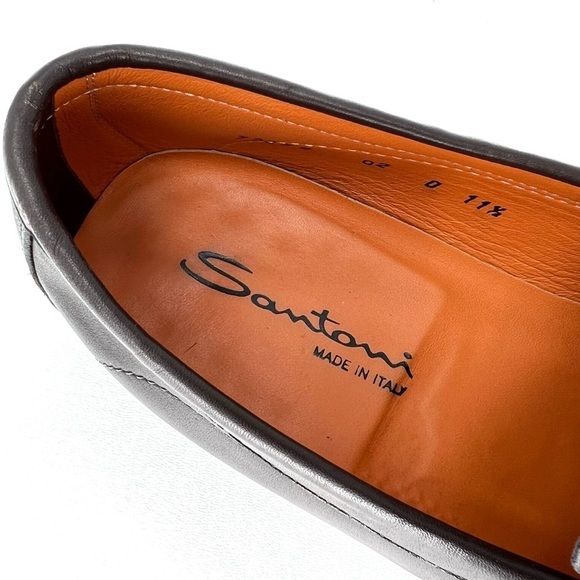 Santoni Brown Leather Penny Loafers Men’s Size 11.5 Shoes Moccasin Slip On EUC main image 9